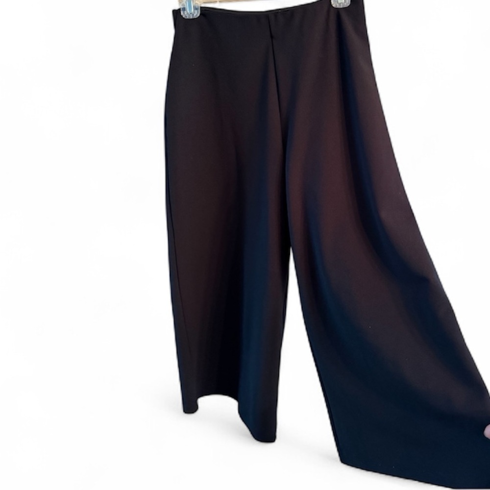 Zara Womens Black High-Waisted Knit Cropped Wide Leg Pull on Pants size Small